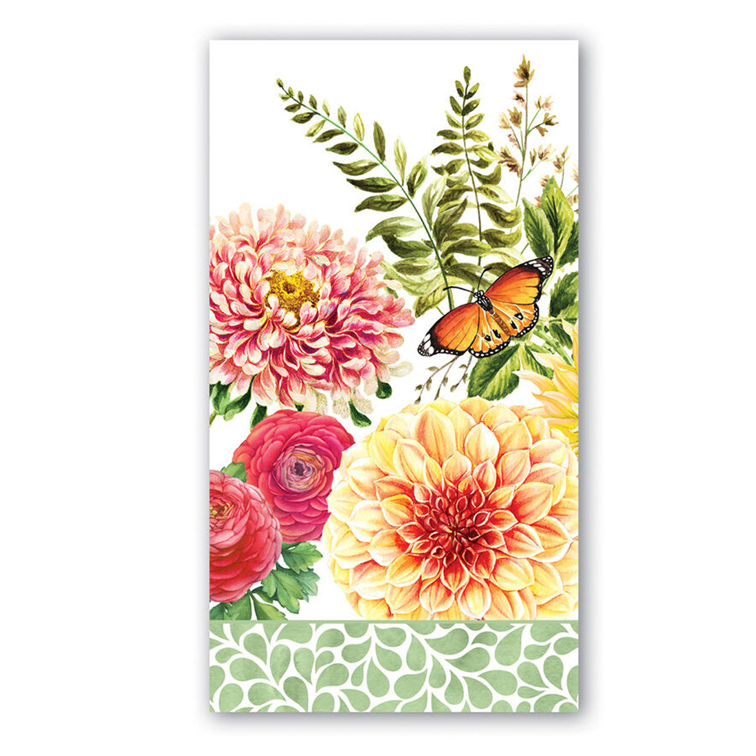 Summer Dahlias Floral Paper Guest Towels - Buffet Napkins