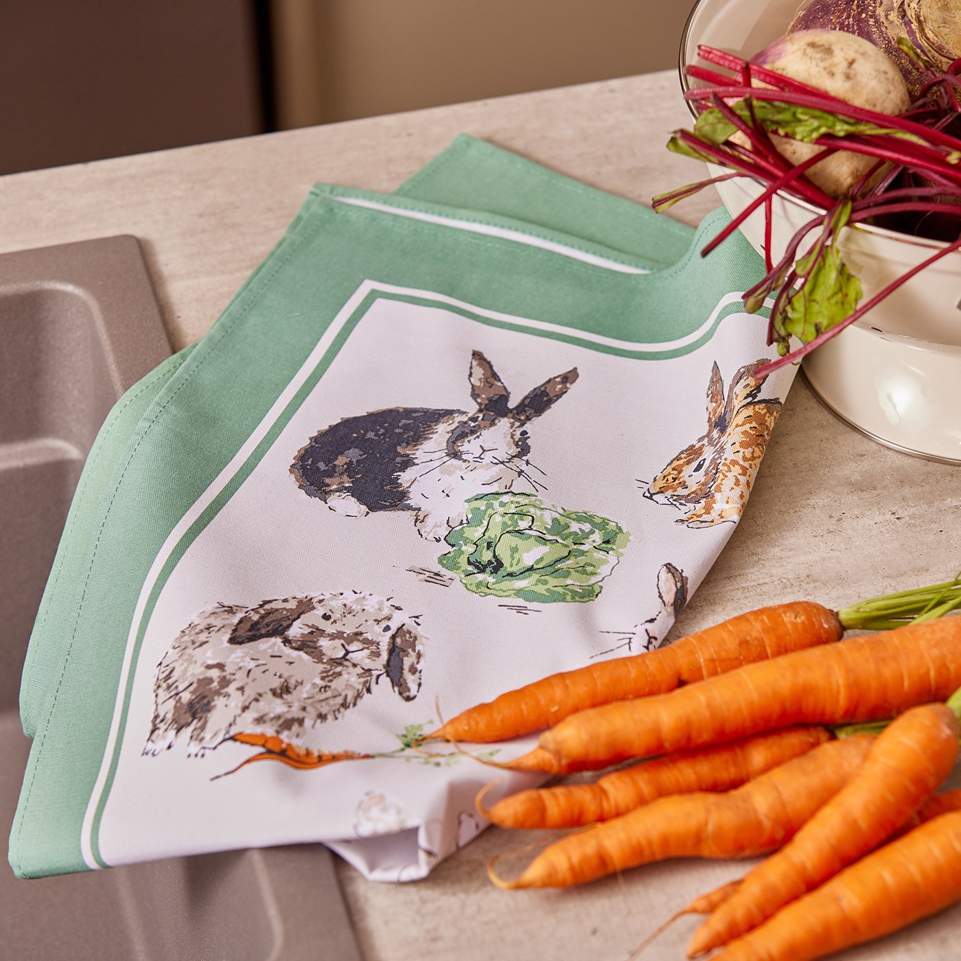 Rabbit Patch Cotton Tea Towel