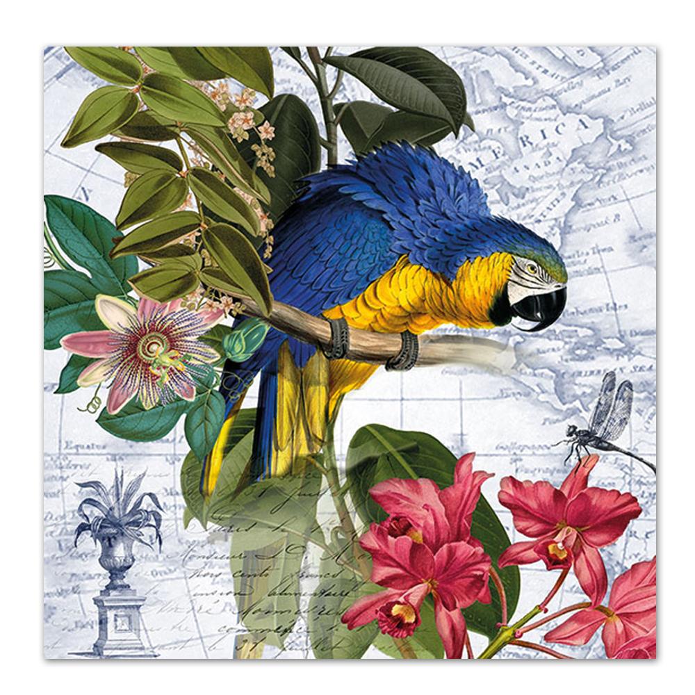 Blue Macaw Parrot Paper Luncheon Napkins