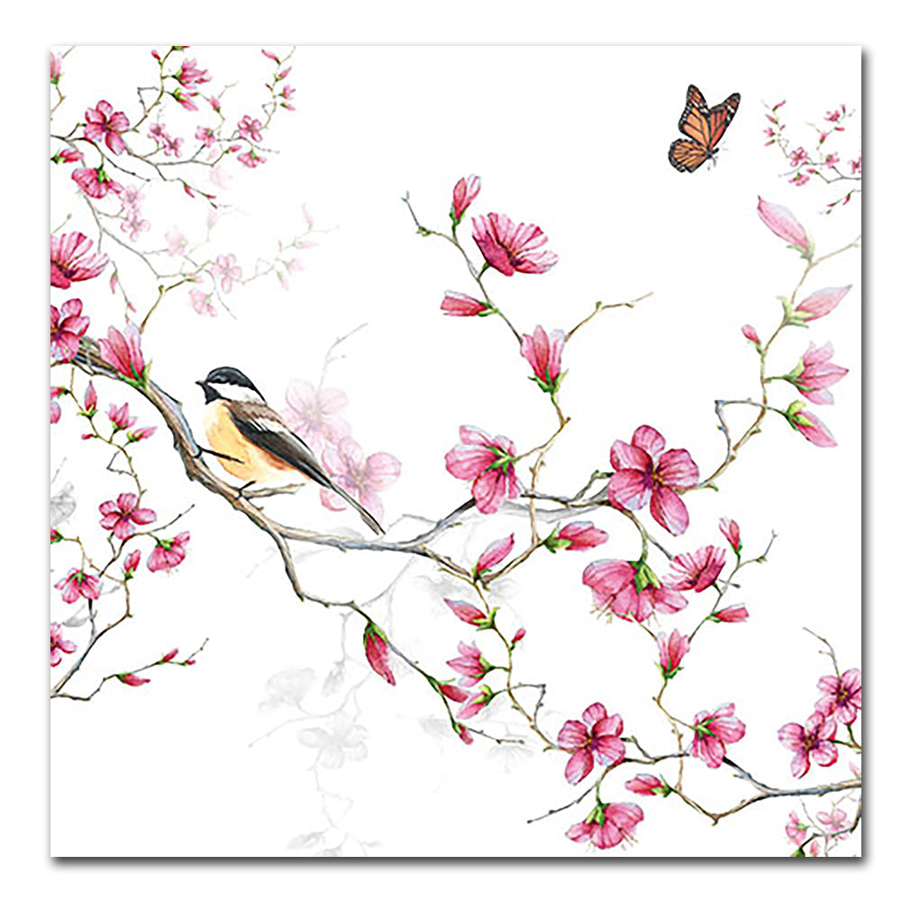Bird & Pink Blossoms Paper Luncheon Napkins