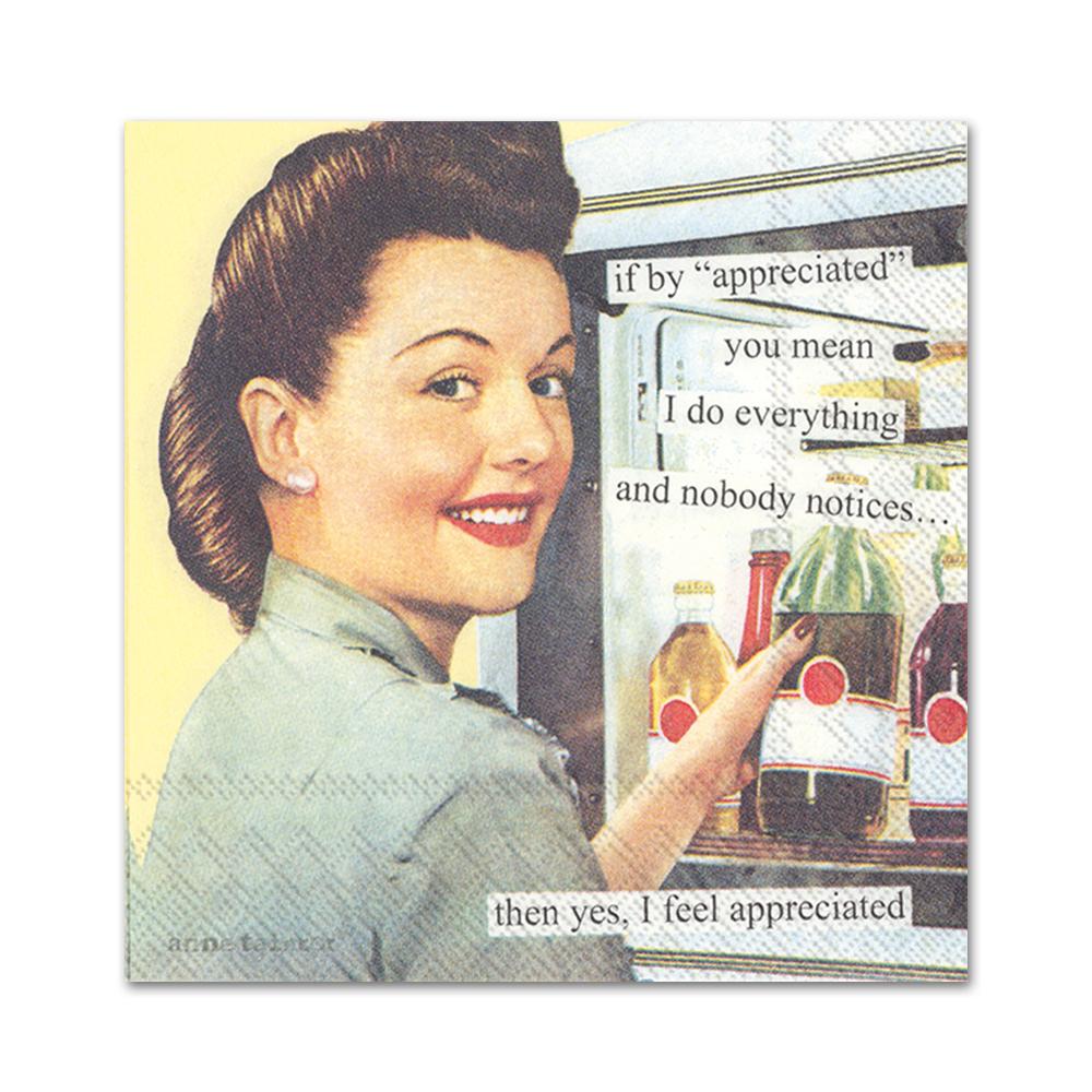 Appreciated Funny Cocktail Napkins by Anne Taintor