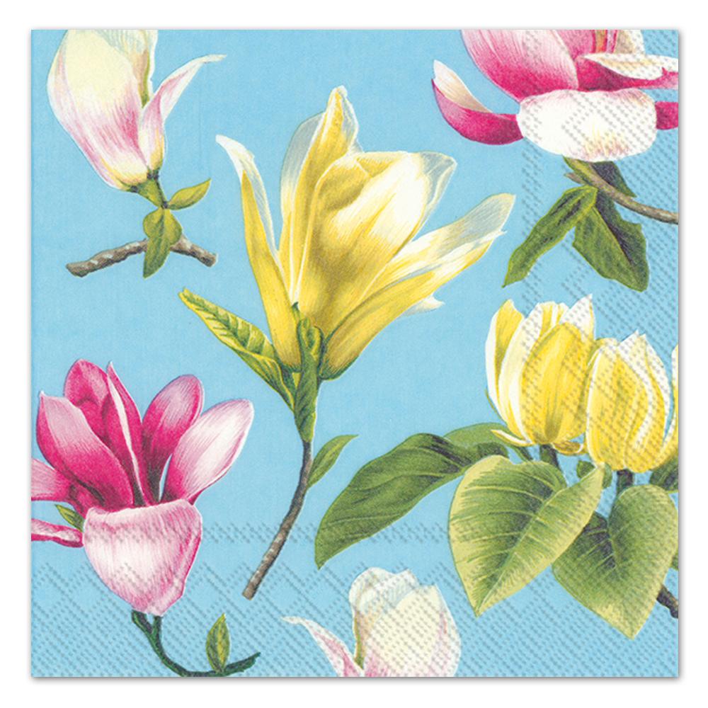 Malou Turquoise Floral Paper Luncheon Napkins