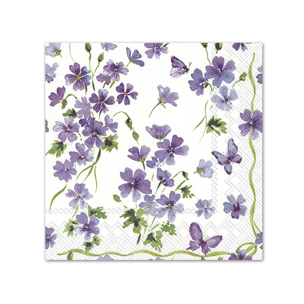 Purple Spring Flowers Paper Beverage Napkins