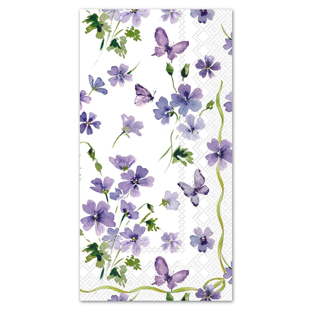 Purple Spring Flowers Paper Guest Towels - Buffet Napkins