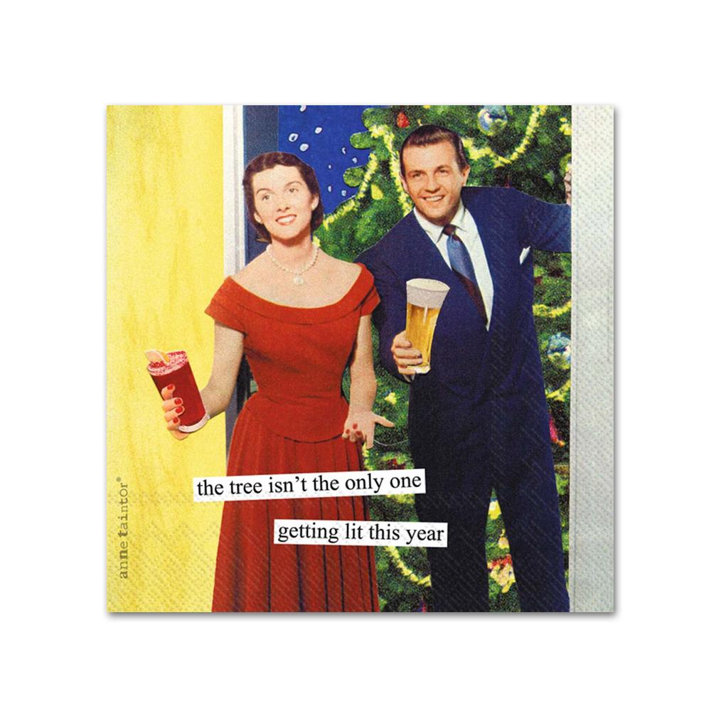 Getting Lit This Year Funny Cocktail Napkins by Anne Taintor