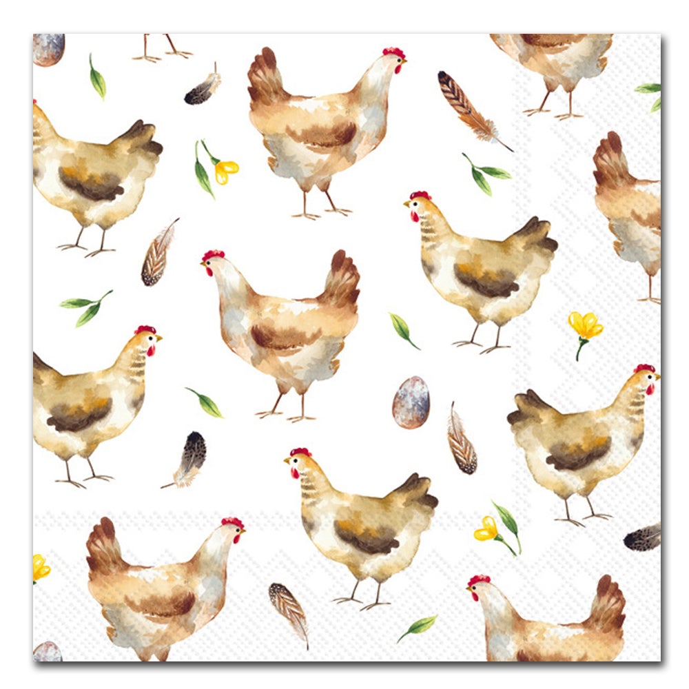 Hens & Feathers Paper Luncheon Napkins