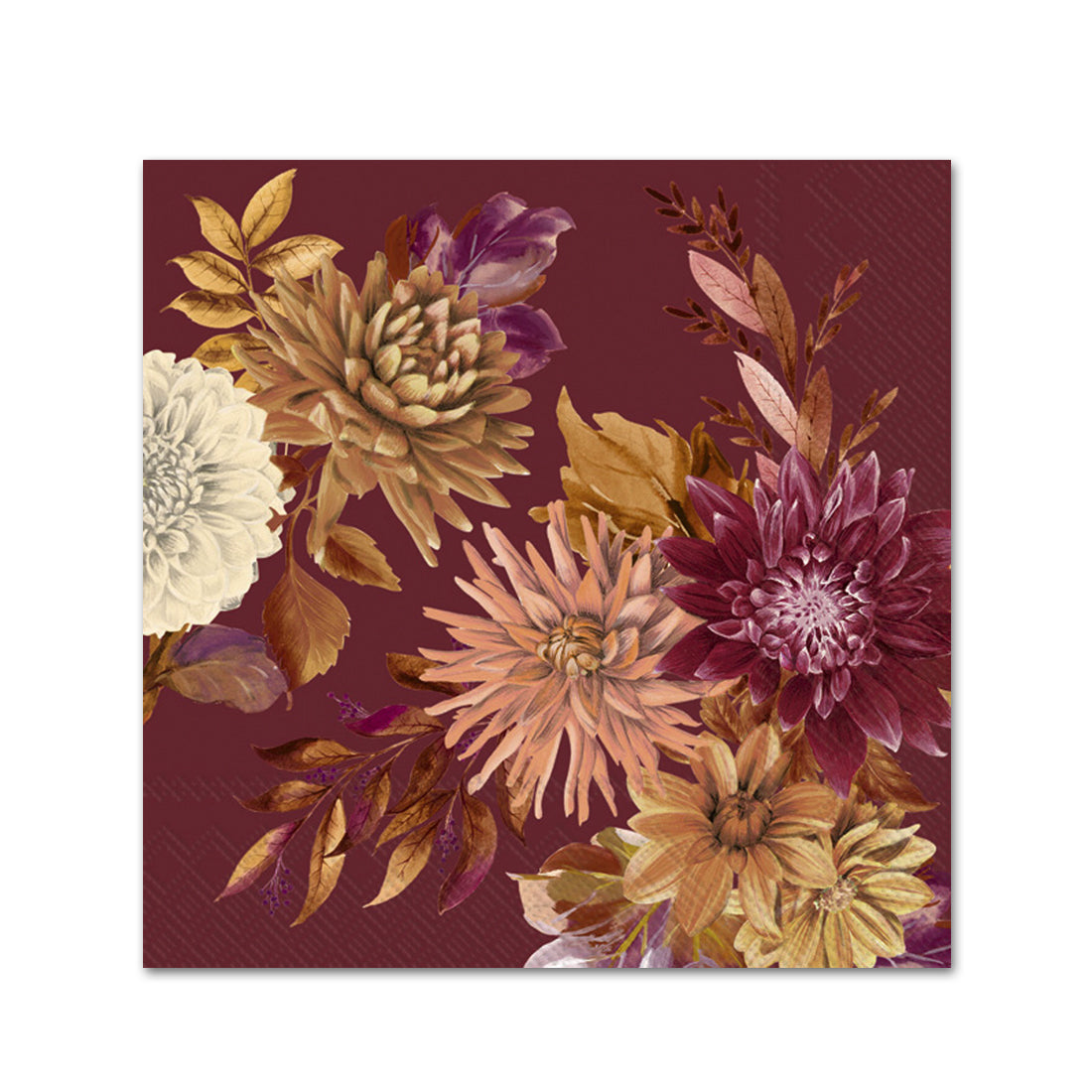 Darla Fall Flowers Red Paper Beverage Napkins