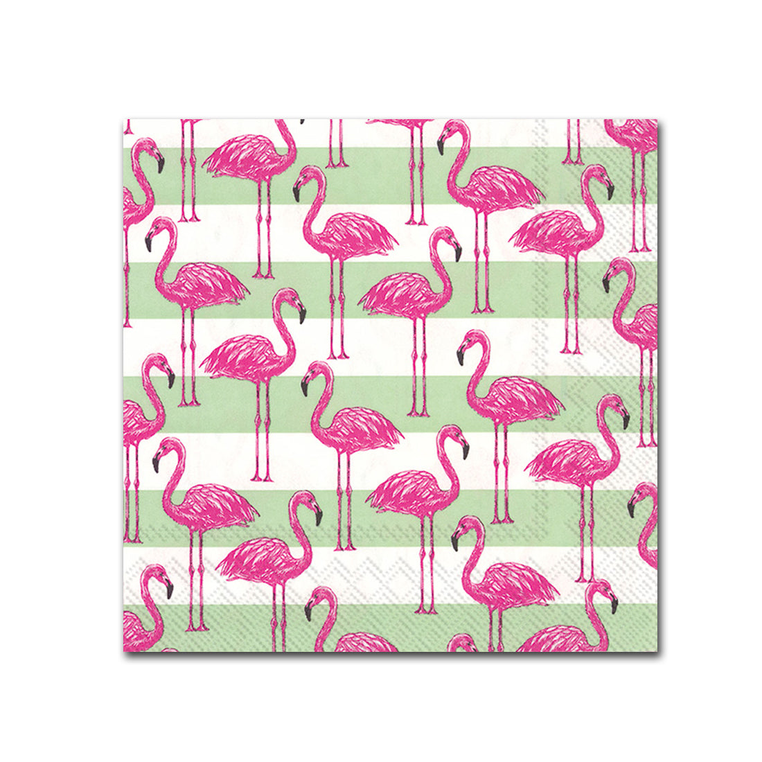 Flamingo Stripe Paper Beverage Napkins