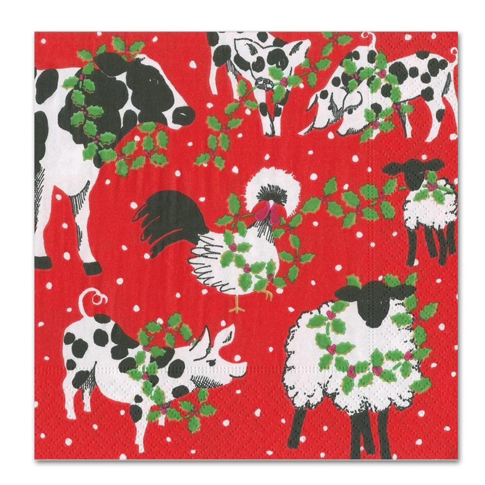 Christmas on the Farm Paper Luncheon Napkins
