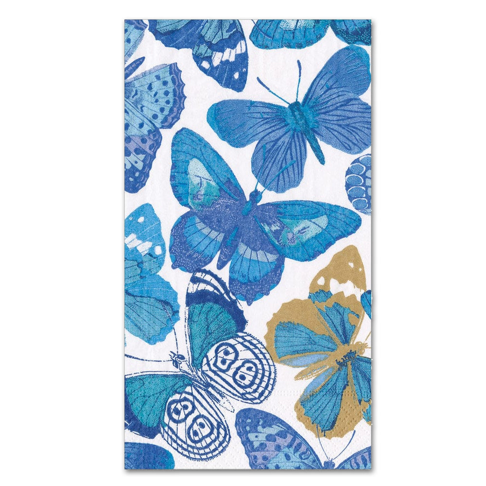 Blue Butterflies Paper Guest Towels - Buffet Napkins
