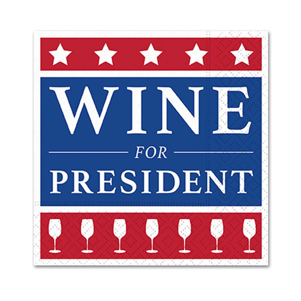 Wine For President Funny Cocktail Napkins