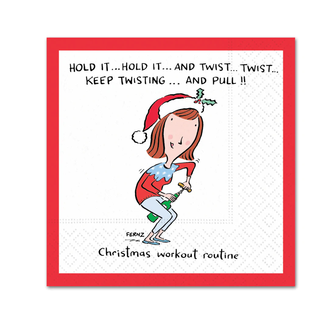 Twisted Christmas Workout Funny Cocktail Napkins