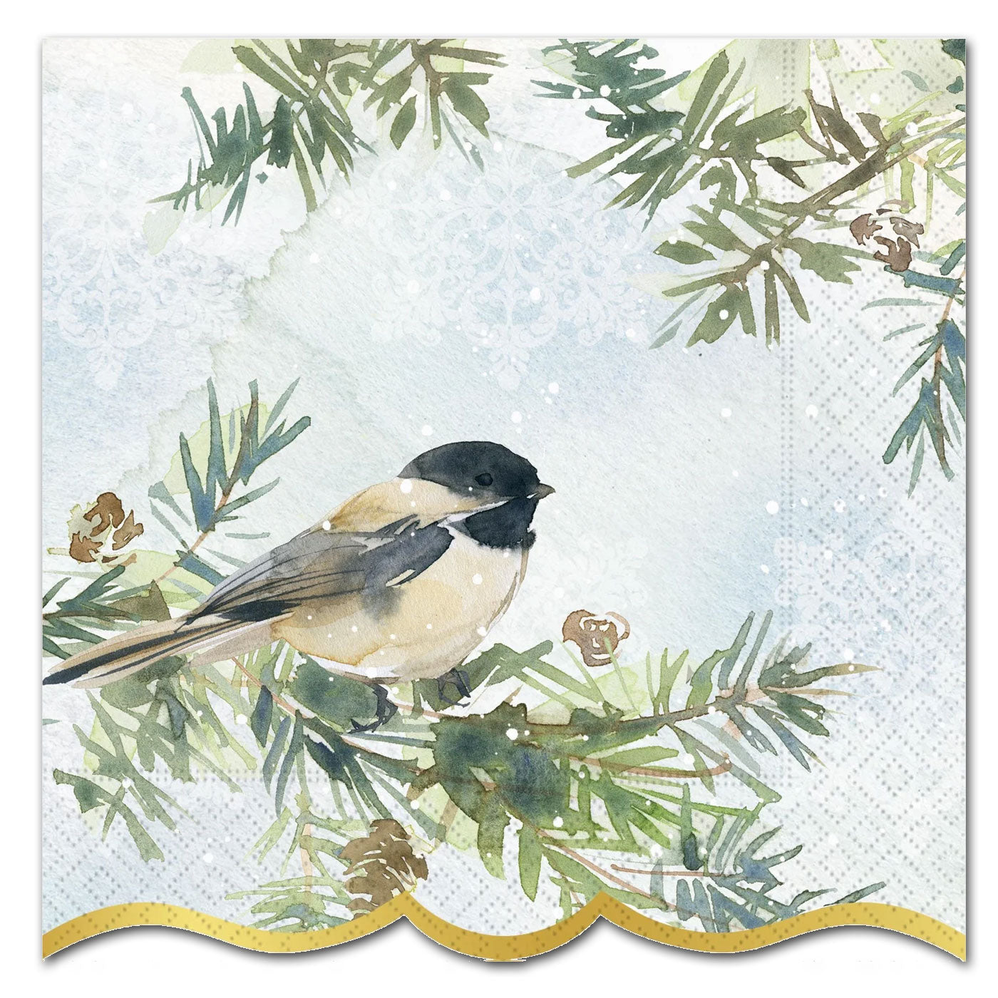 Winter Chickadees Foil Paper Luncheon Napkins
