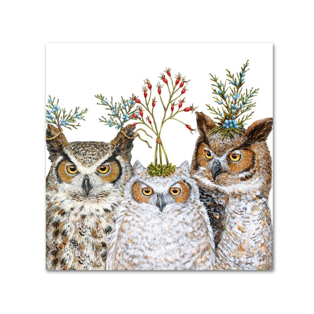 Holiday Hoot Owl Napkins - Beverage
