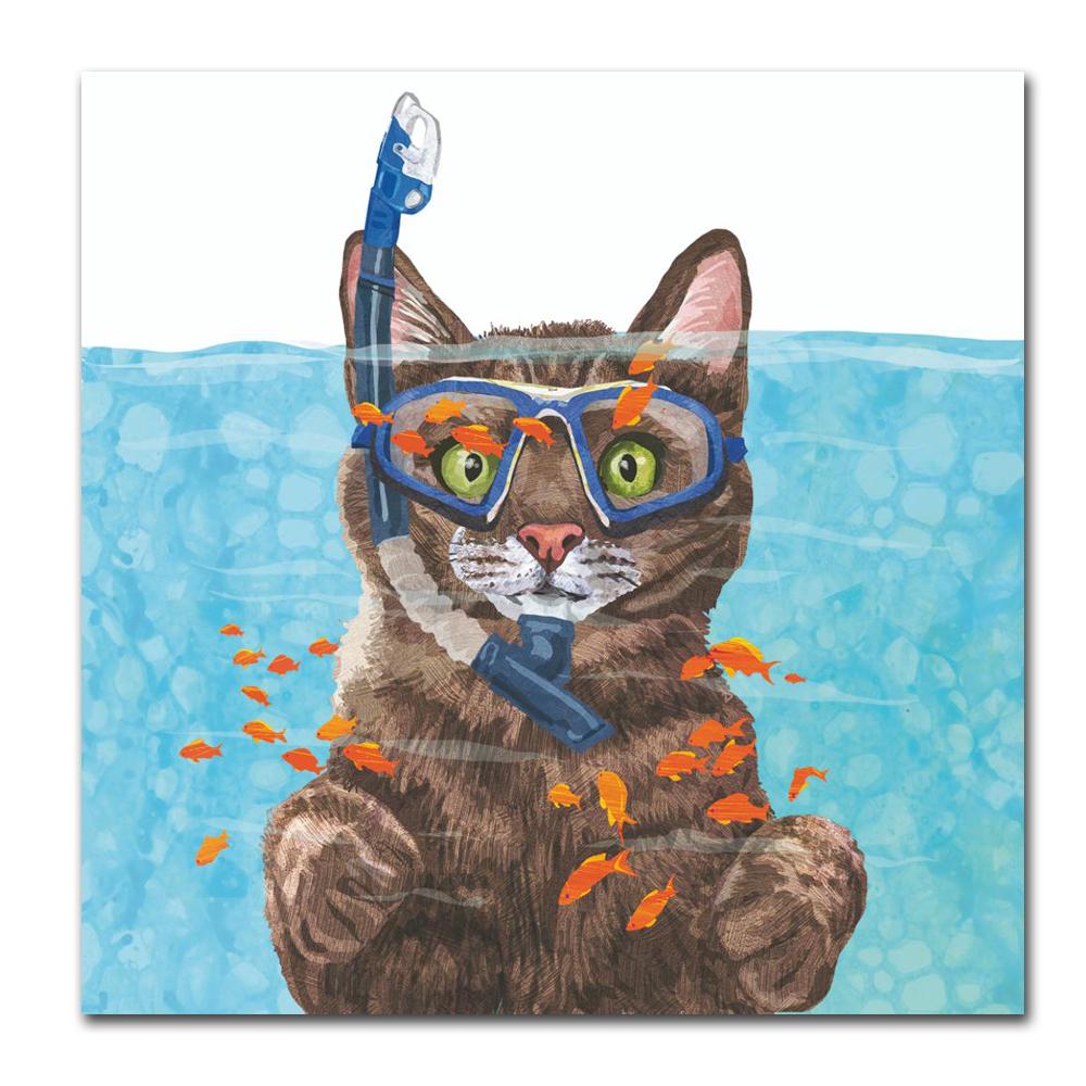 Cousteau the Cat Paper Luncheon Napkins