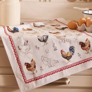 Farmhouse Chickens Cotton Tea Towel