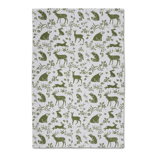 Forest Wildlife Sage Cotton Tea Towels - Set of 2