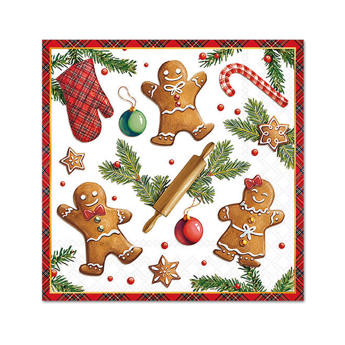 Gingerbread Cookies Holiday Paper Beverage Napkins