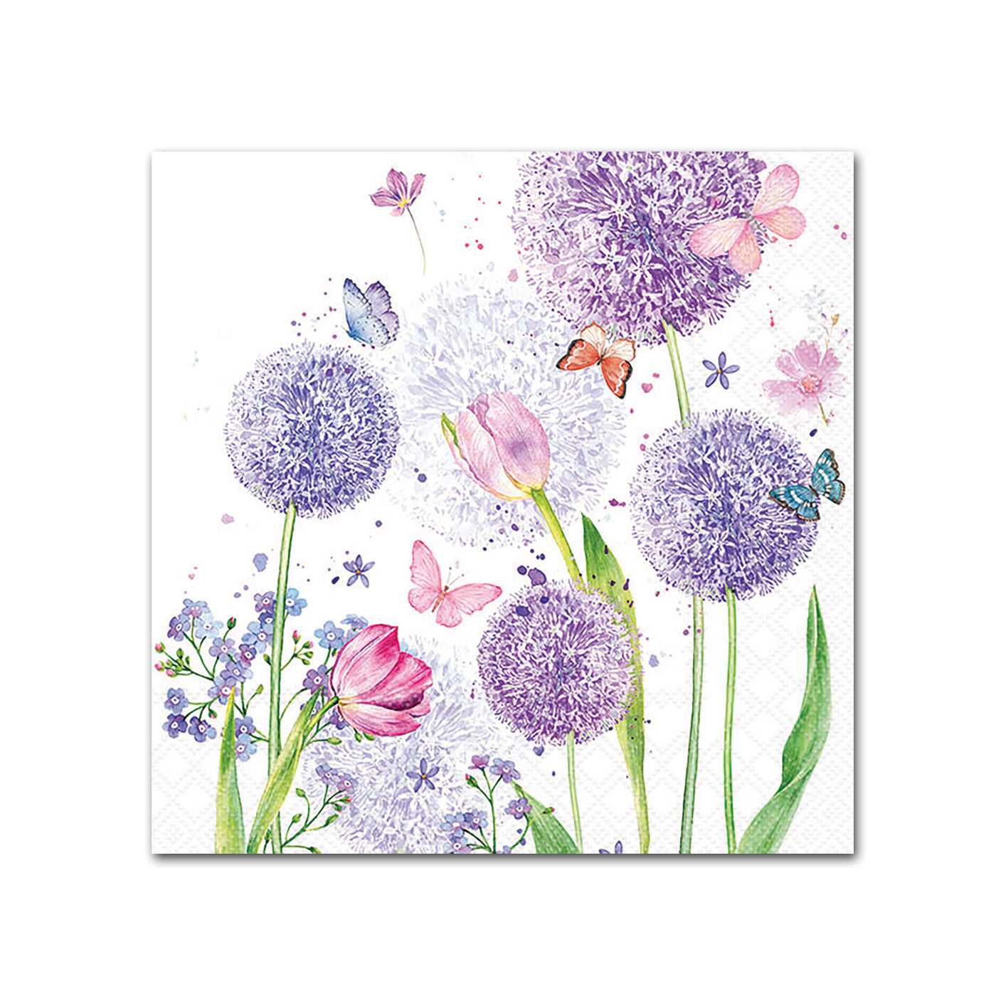 Allium Blossoms & Butterflies Paper Beverage Napkins
