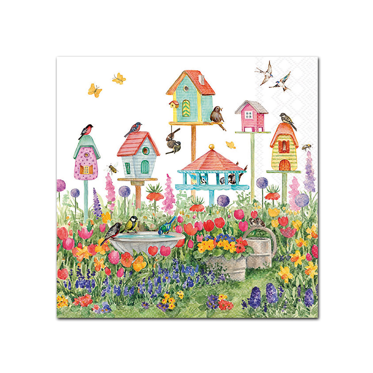 Birdhouse Garden Paper Beverage Napkins