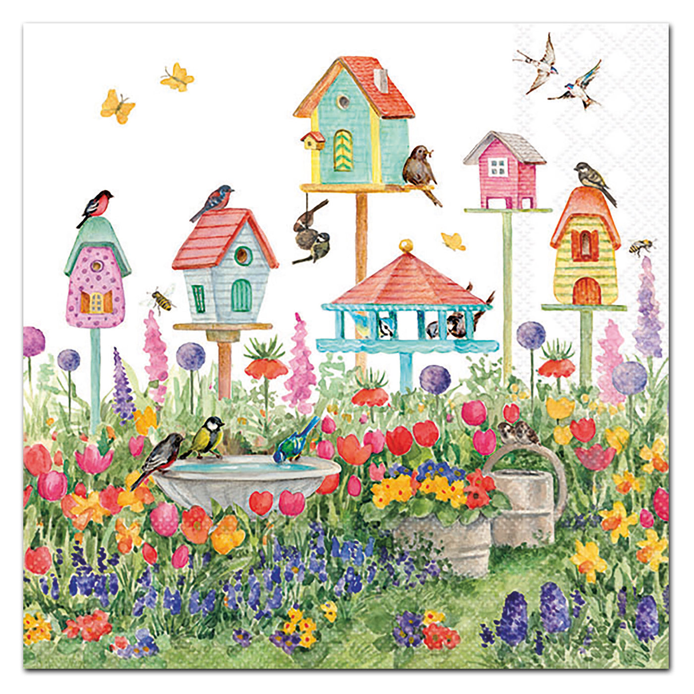 Birdhouse Garden Paper Luncheon Napkins