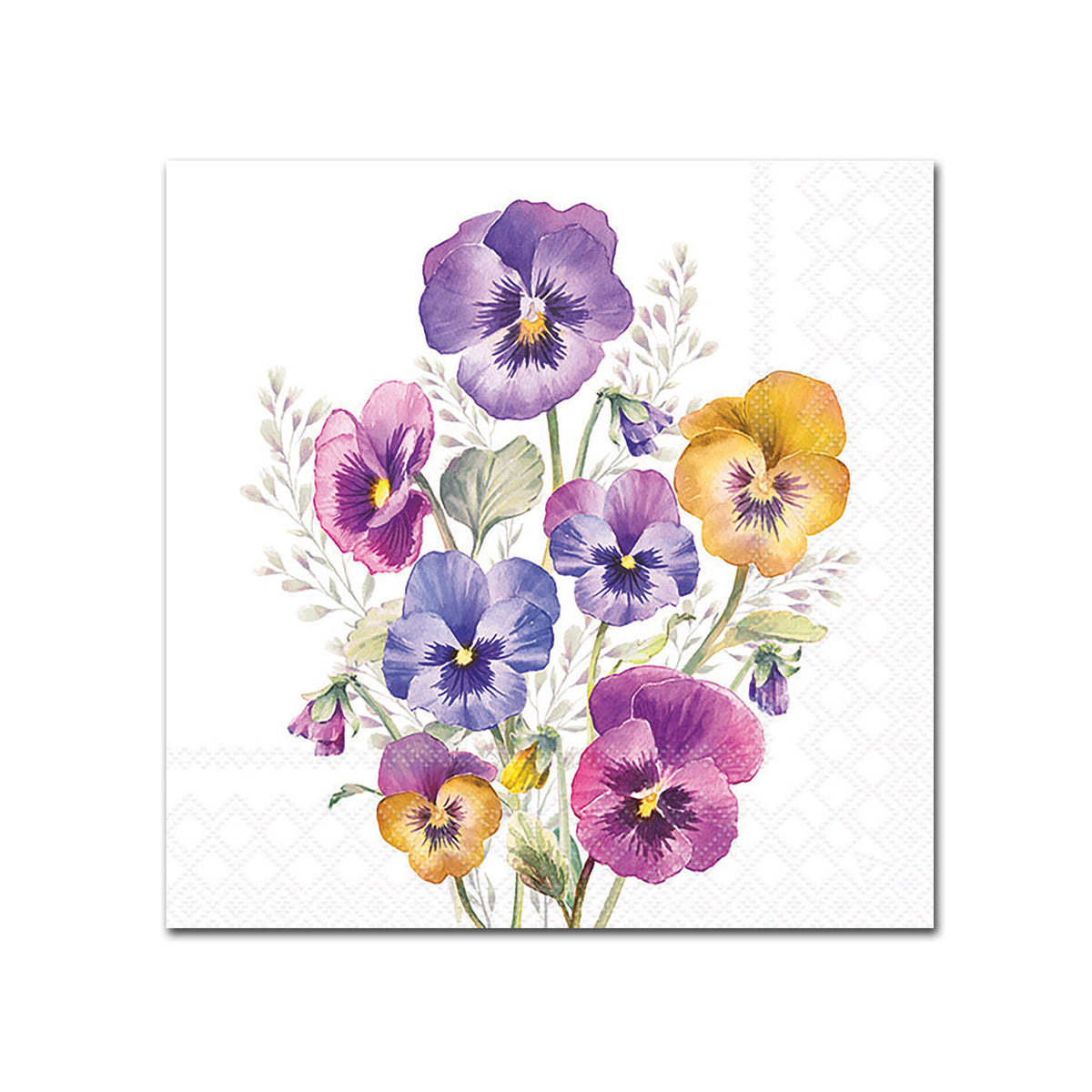 Pansies Bouquet Paper Beverage Napkins