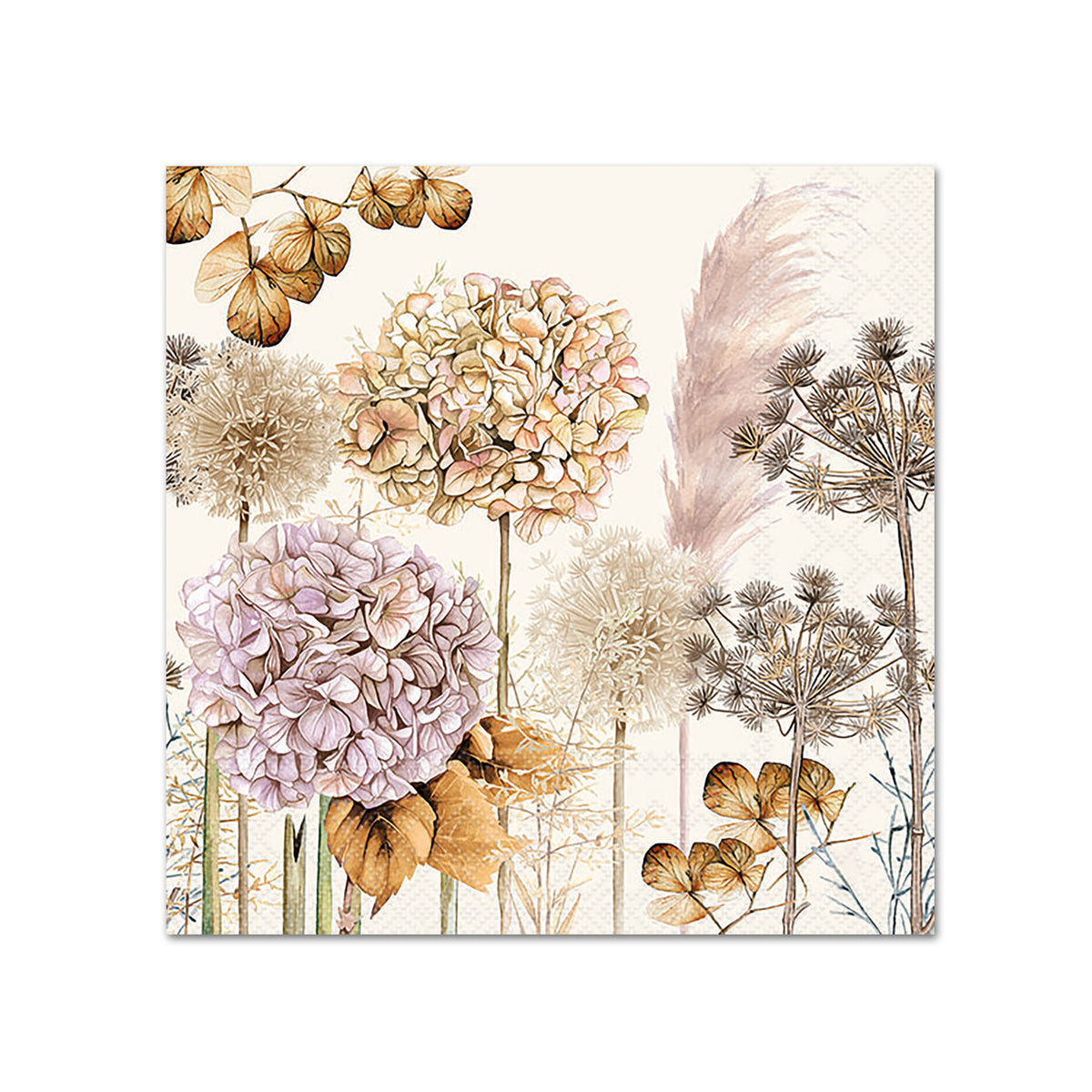 Dried Flowers Paper Beverage Napkins
