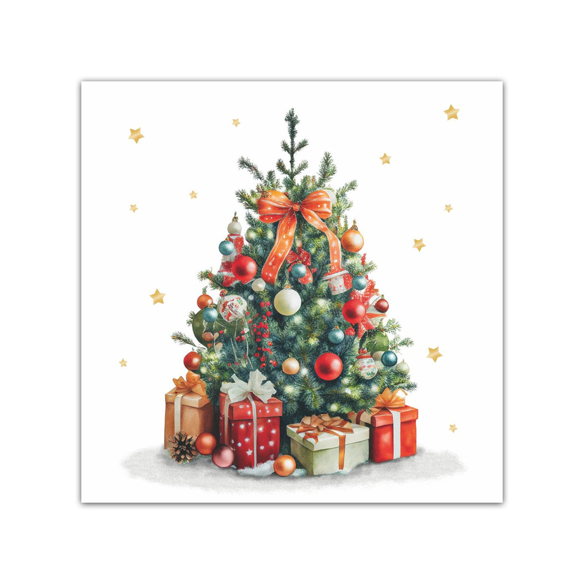 Decorated Christmas Tree Paper Beverage Napkins