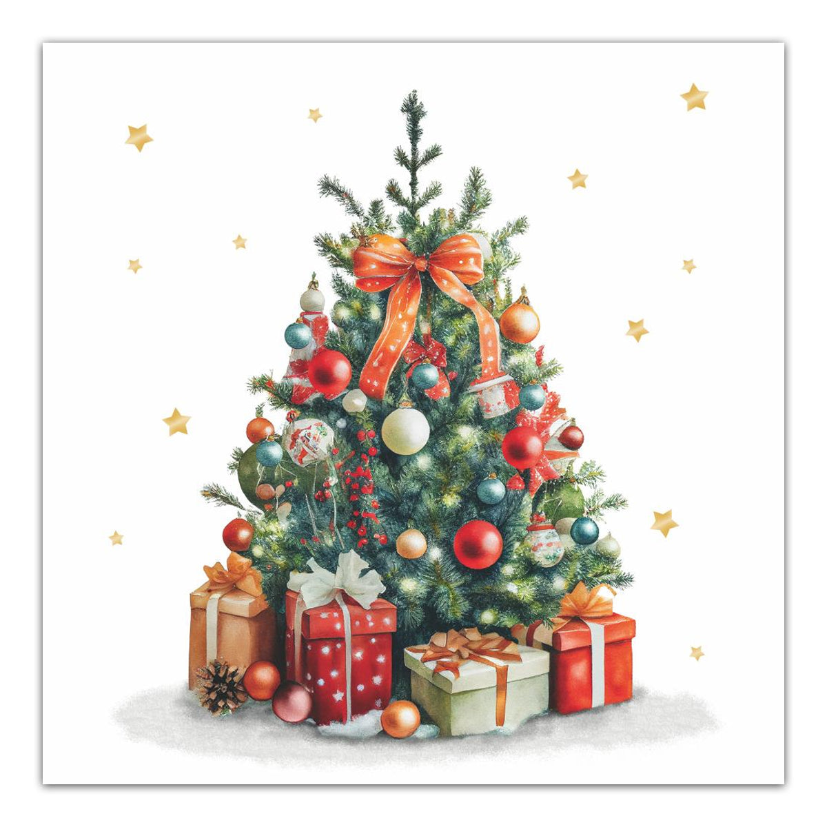 Decorated Christmas Tree Paper Luncheon Napkins