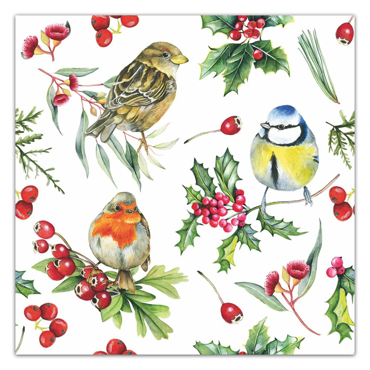 Winter Birds & Berrries Paper Luncheon Napkins