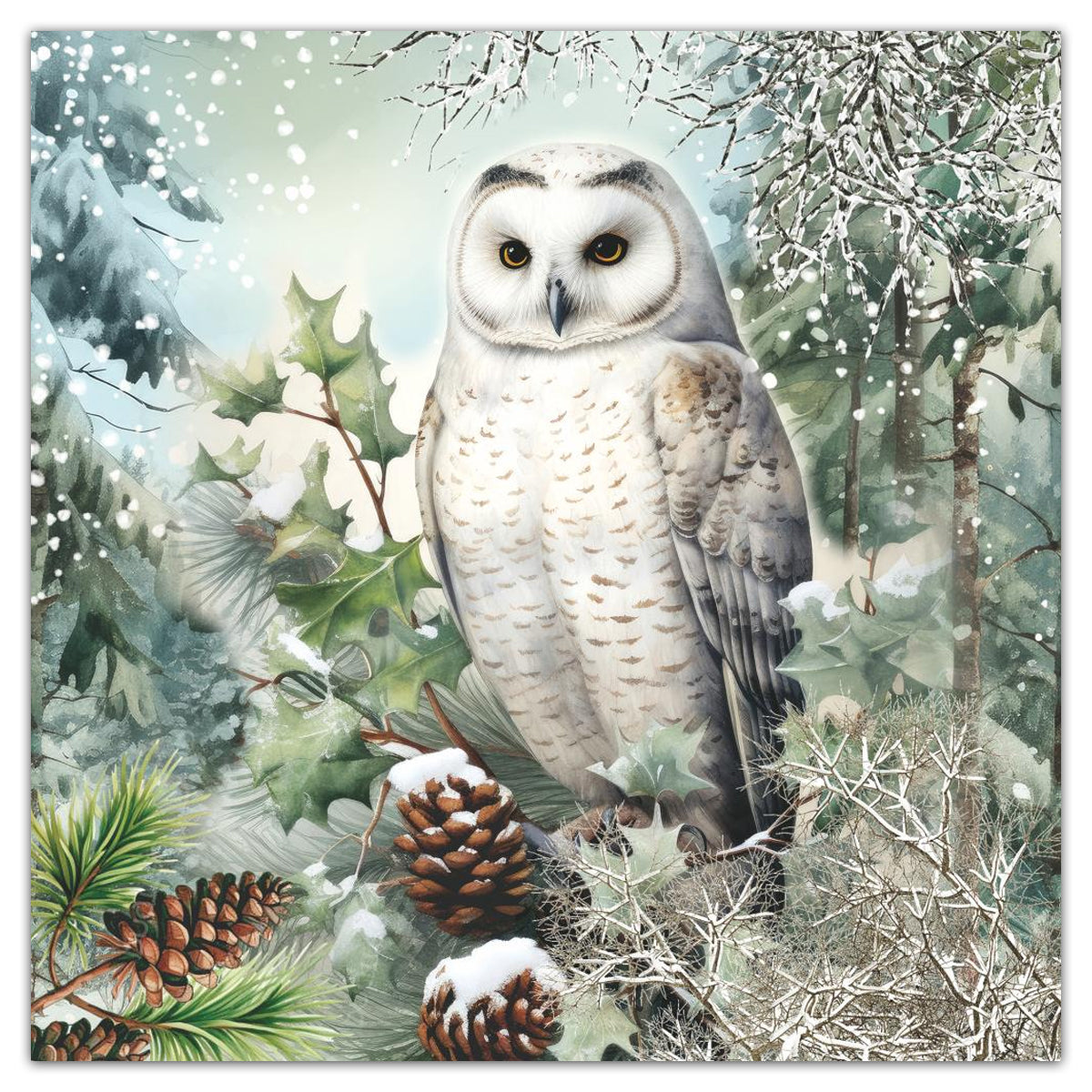 Snowy Owl Paper Luncheon Napkins
