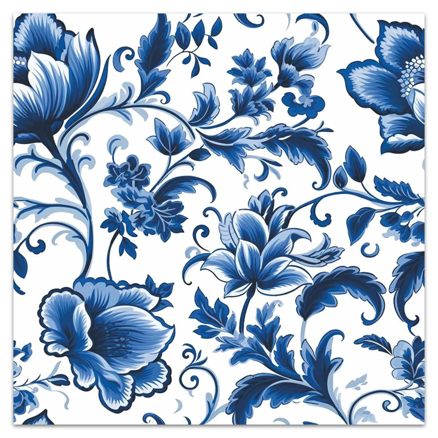 Delft Blue Floral Motif Paper Luncheon Napkins