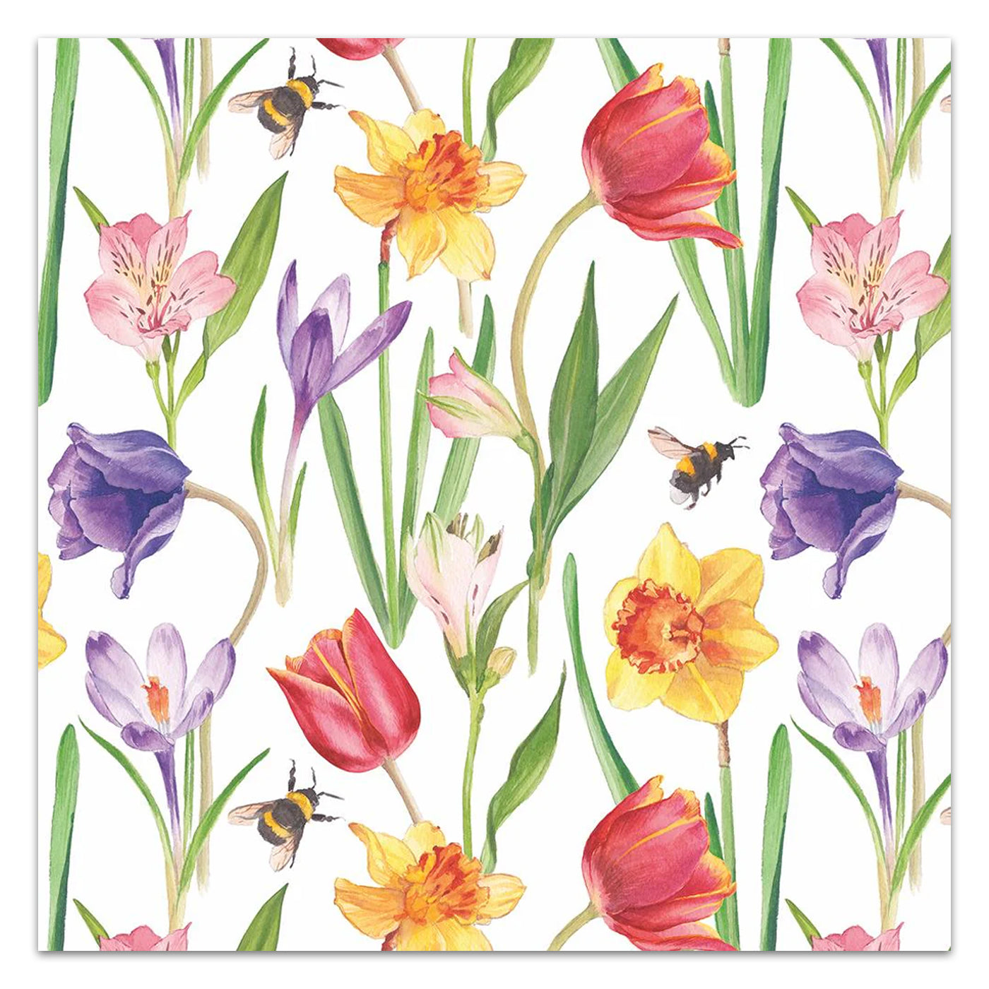 Flowers in Spring Paper Luncheon Napkins