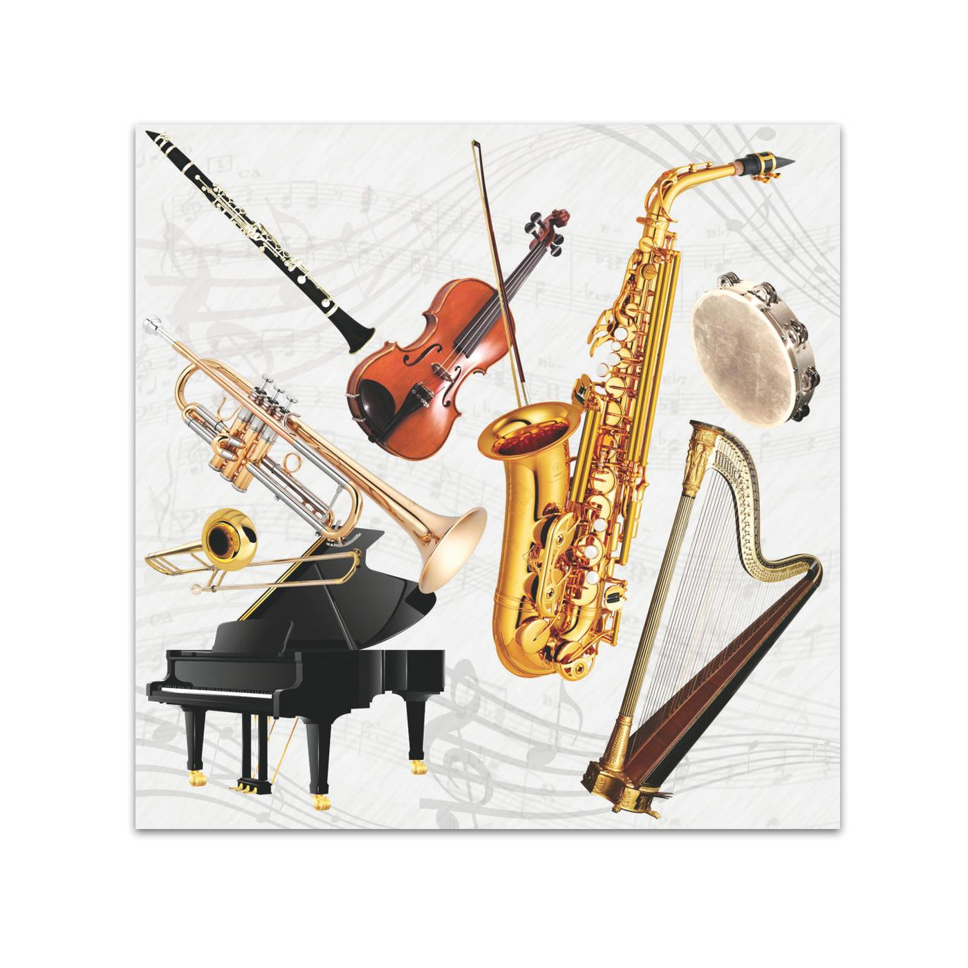 Music Instruments Paper Beverage Napkins