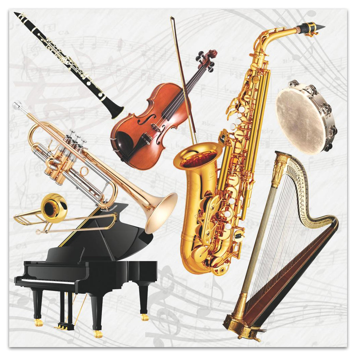 Music Instruments Paper Luncheon Napkins