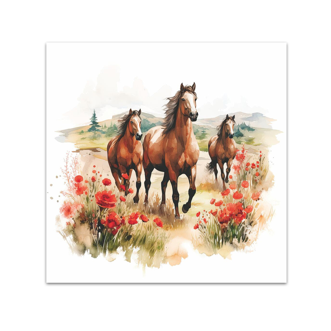 Horses in the Meadow Paper Beverage Napkins