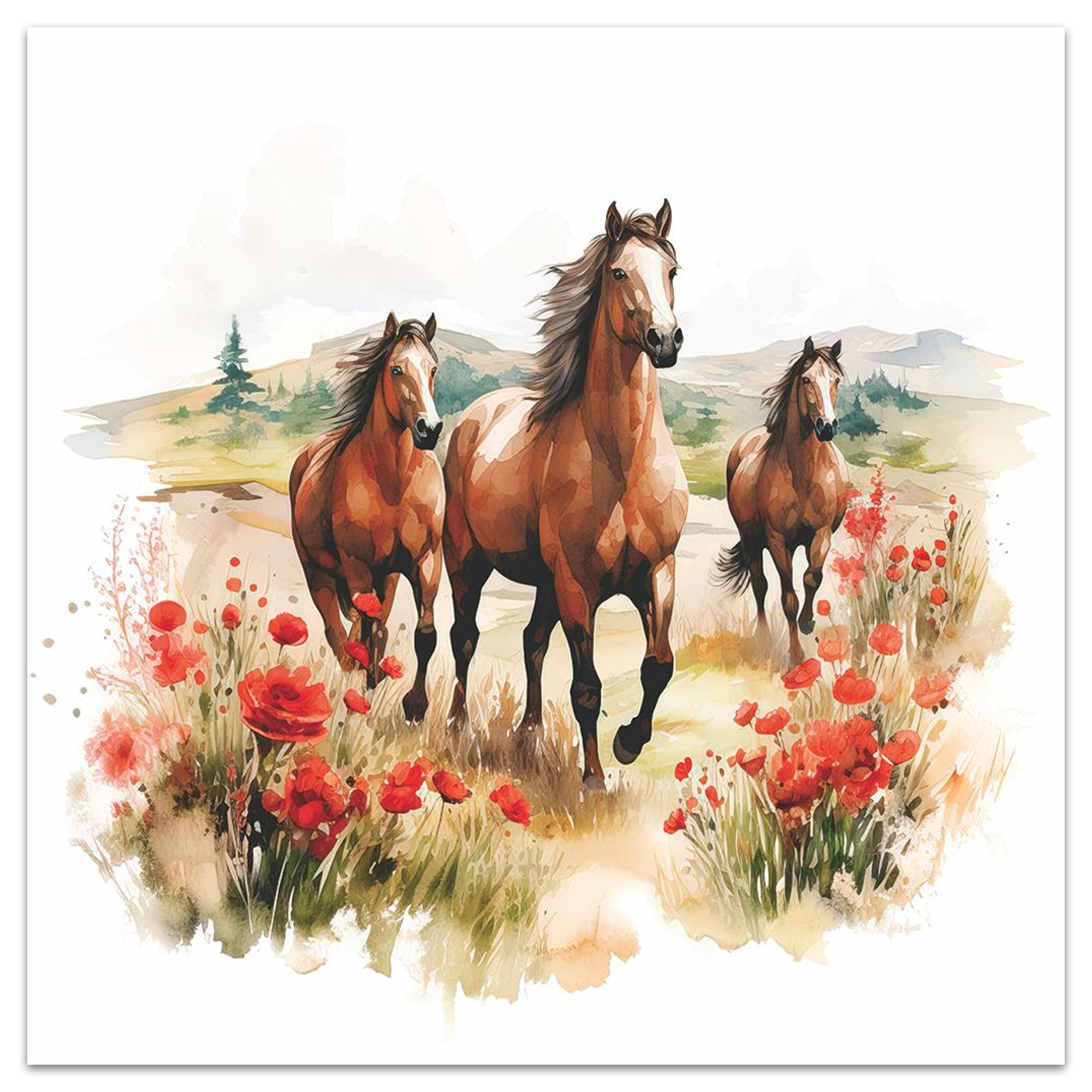 Horses in the Meadow Paper Luncheon Napkins