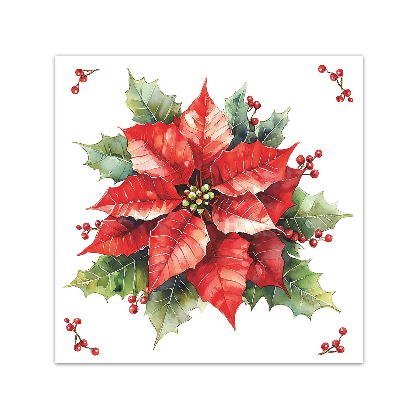Christmas Poinsettia Paper Beverage Napkins