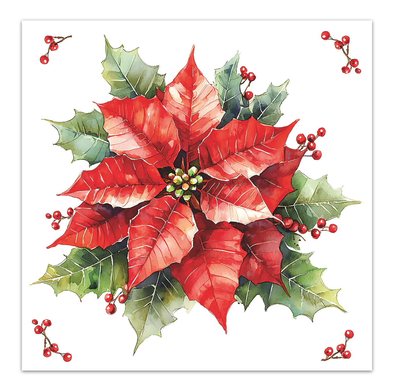 Christmas Poinsettia Paper Luncheon Napkins
