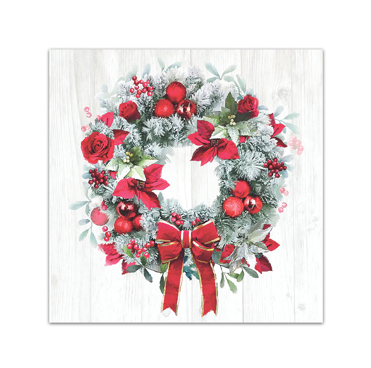 Christmas Wreath Paper Beverage Napkins