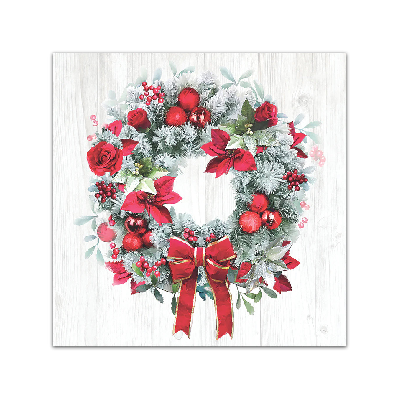 Christmas Wreath Paper Beverage Napkins
