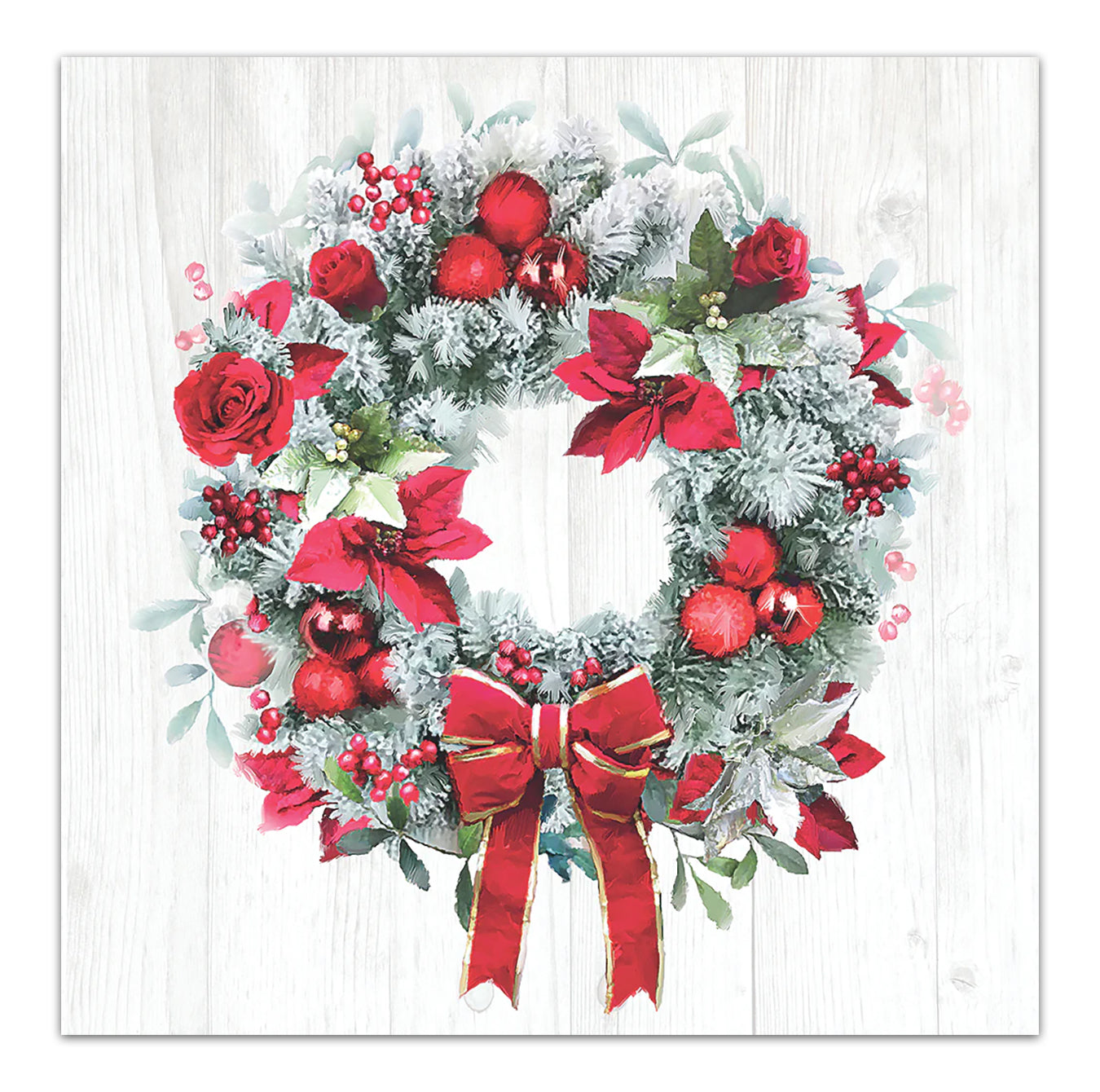 Christmas Wreath Paper Luncheon Napkins