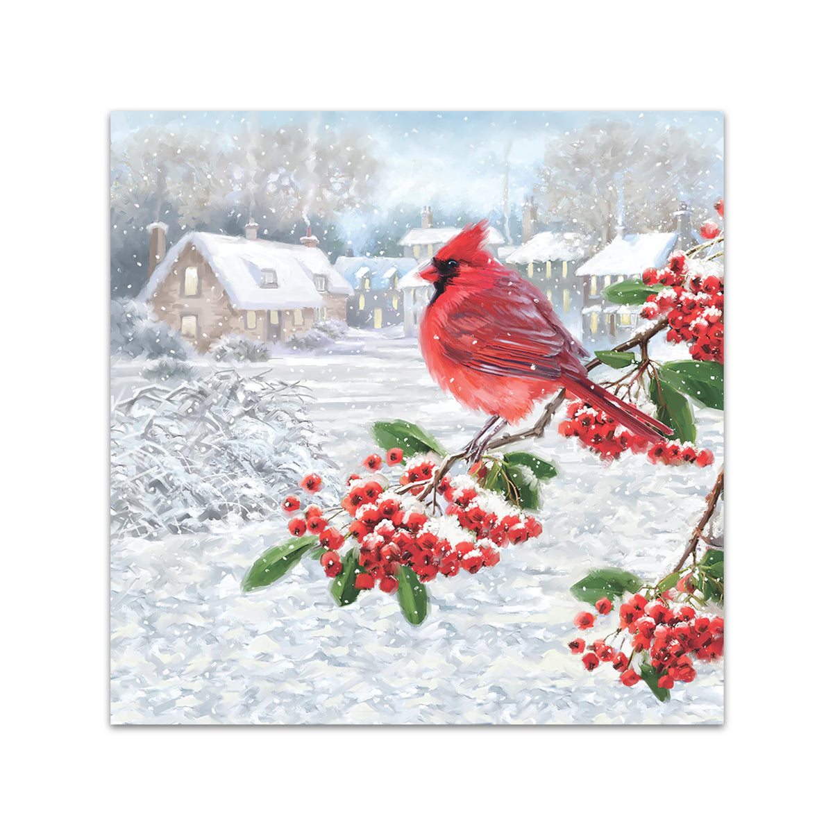 Winter Cardinal Paper Beverage Napkins