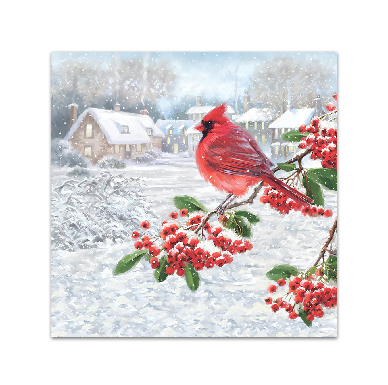 Winter Cardinal Paper Beverage Napkins