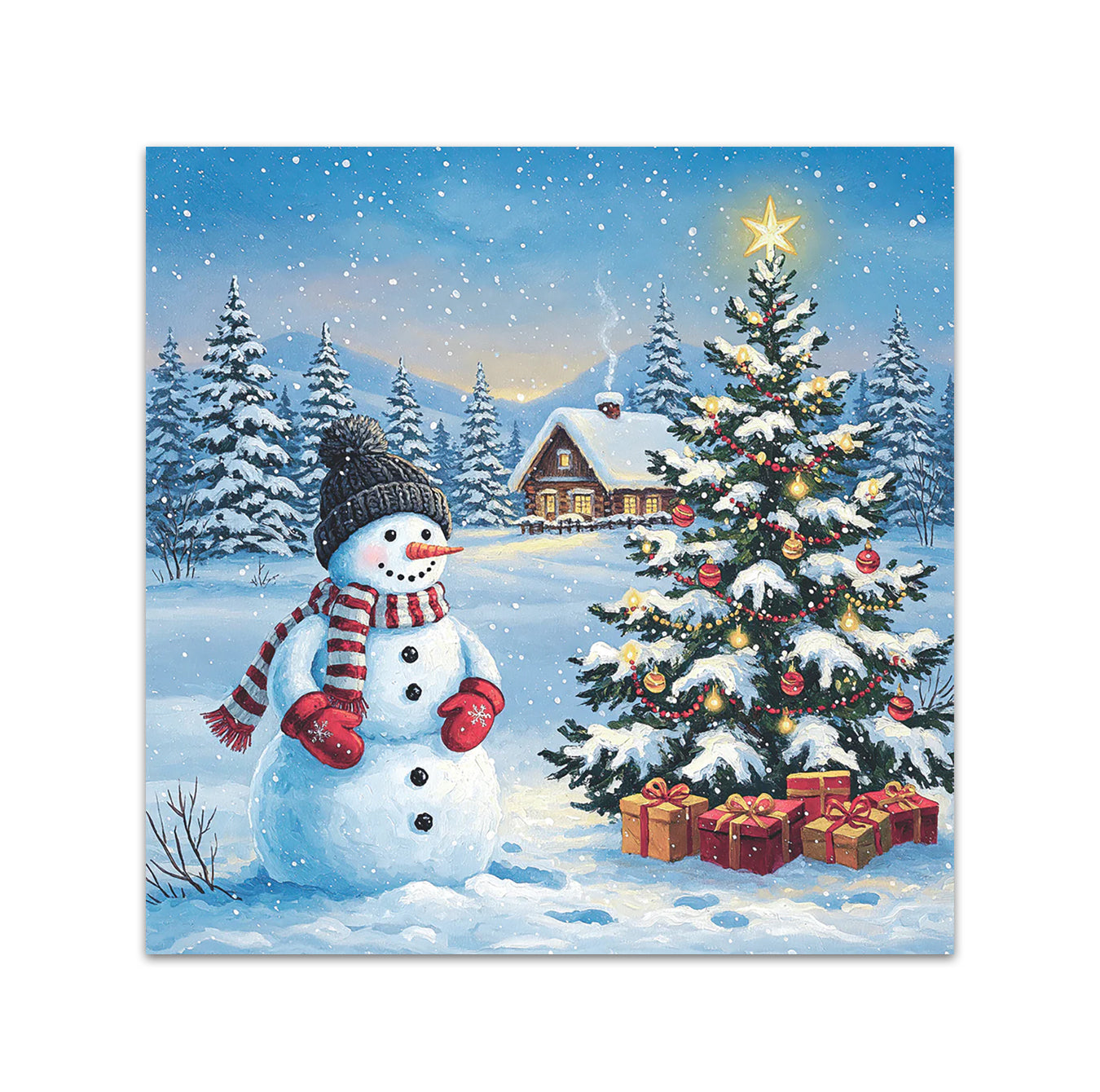Snowman's Evening Watch Holiday Paper Beverage Napkins