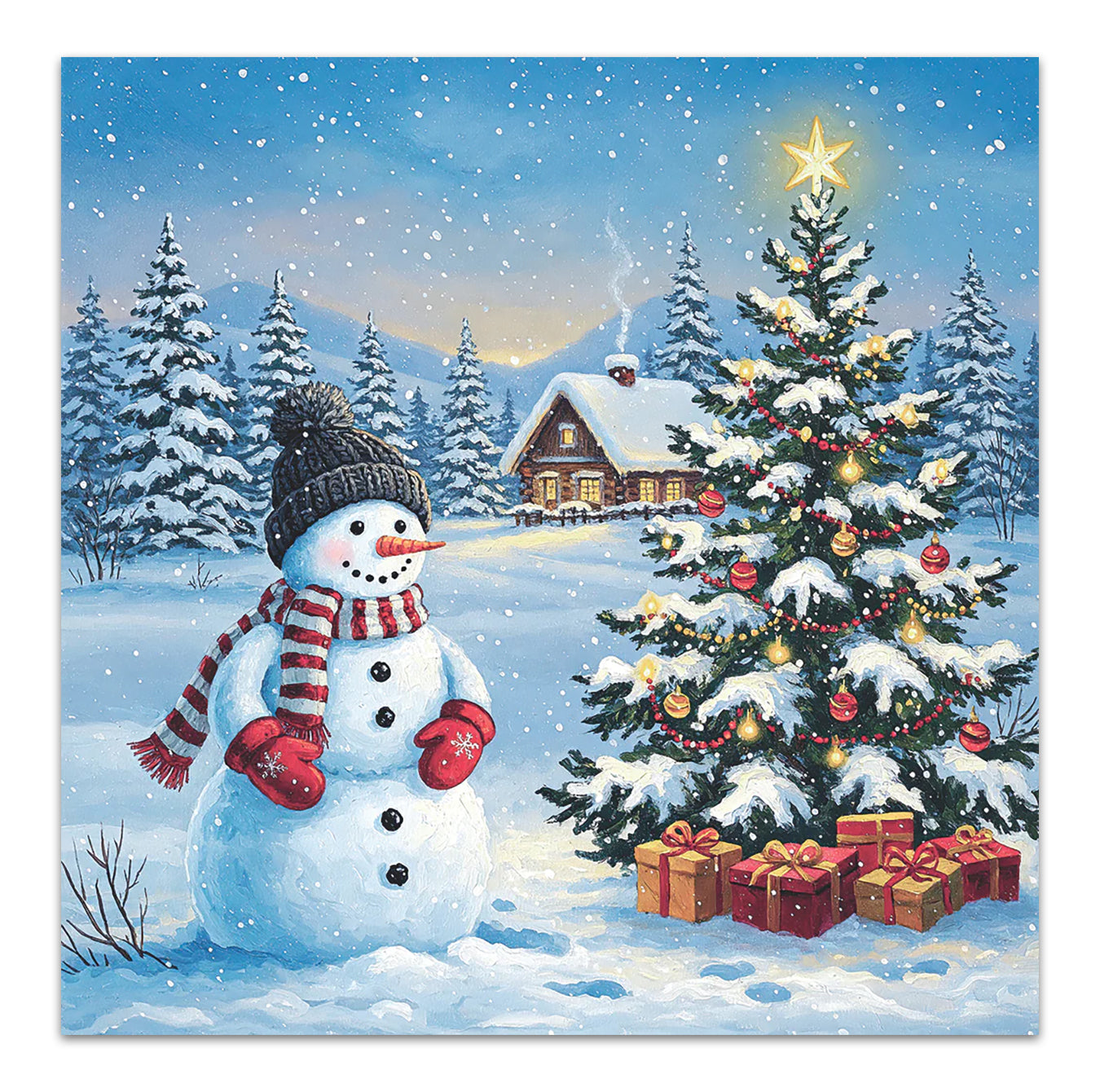 Snowman's Evening Watch Holiday Paper Luncheon Napkins