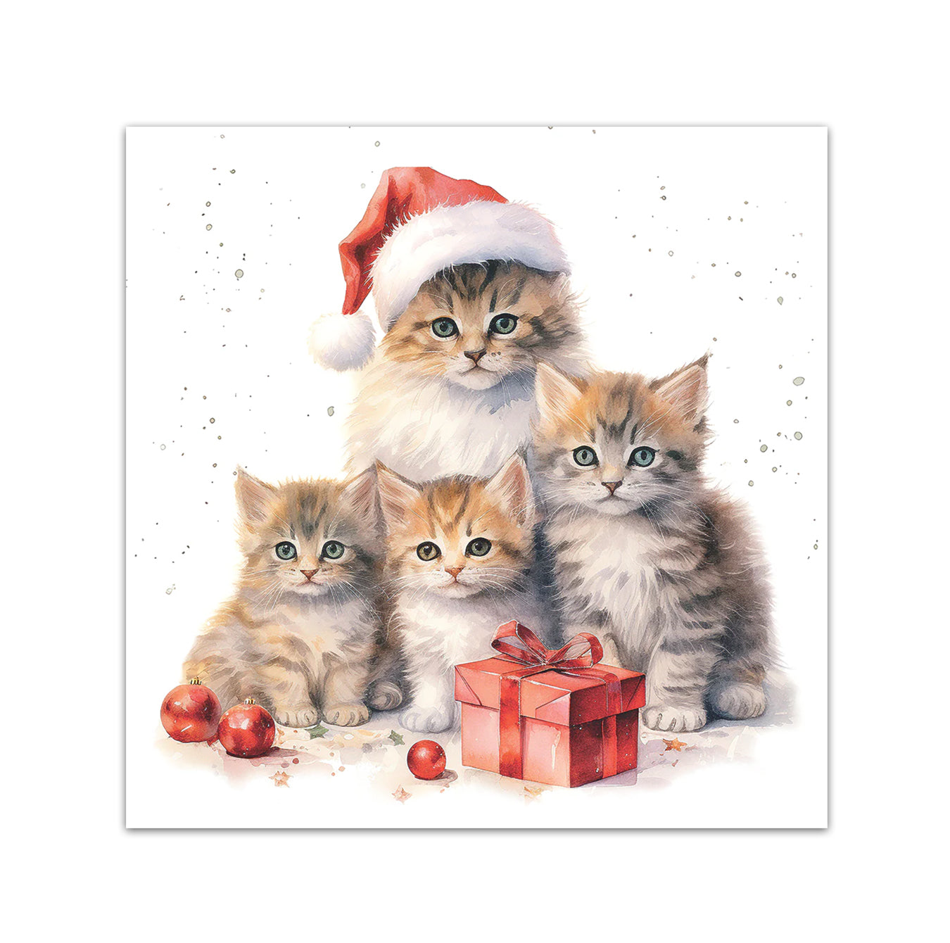 Meowy Christmas Holiday Paper Beverage Napkins