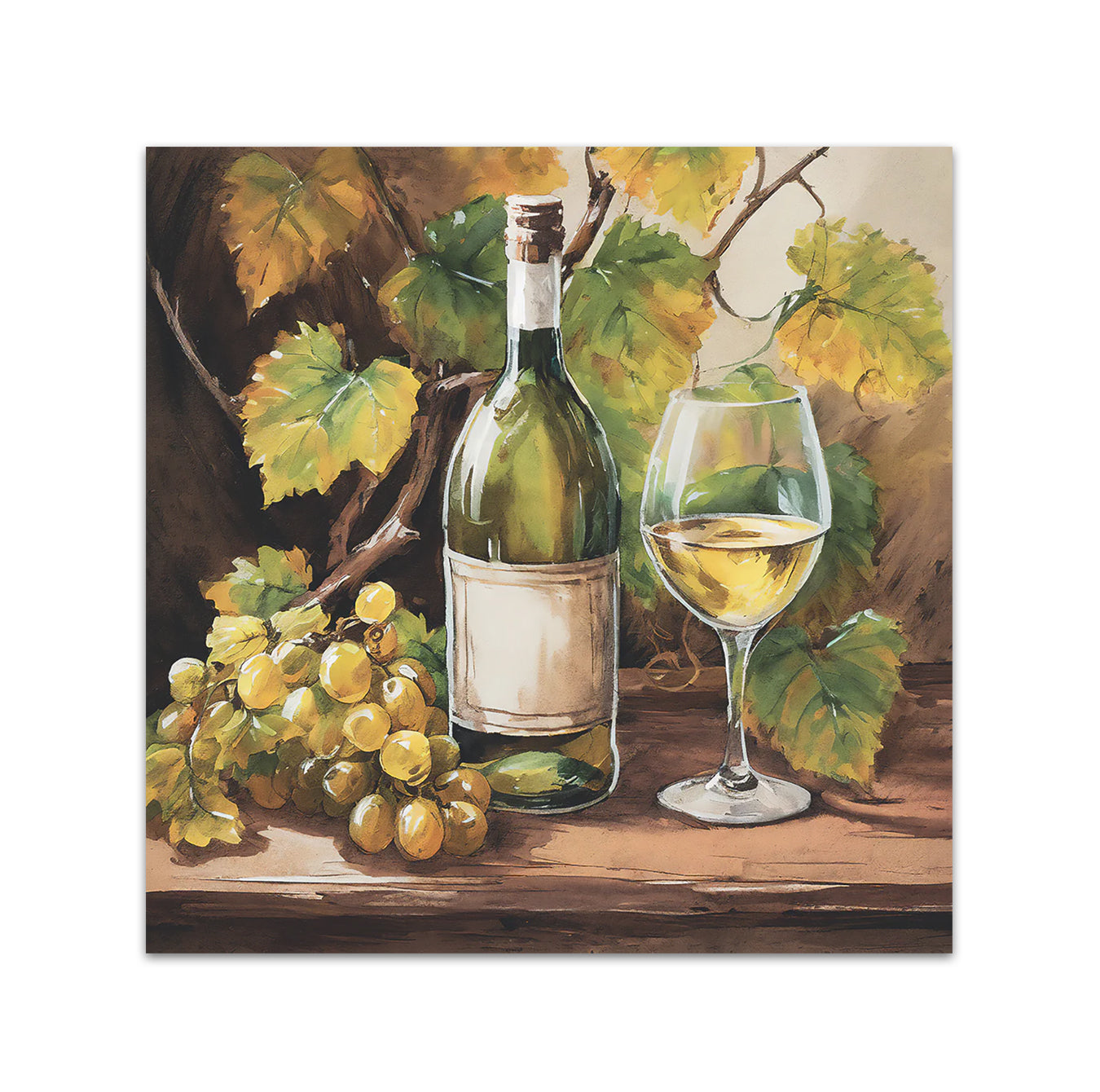 White Wine & Grapes Paper Beverage Napkins