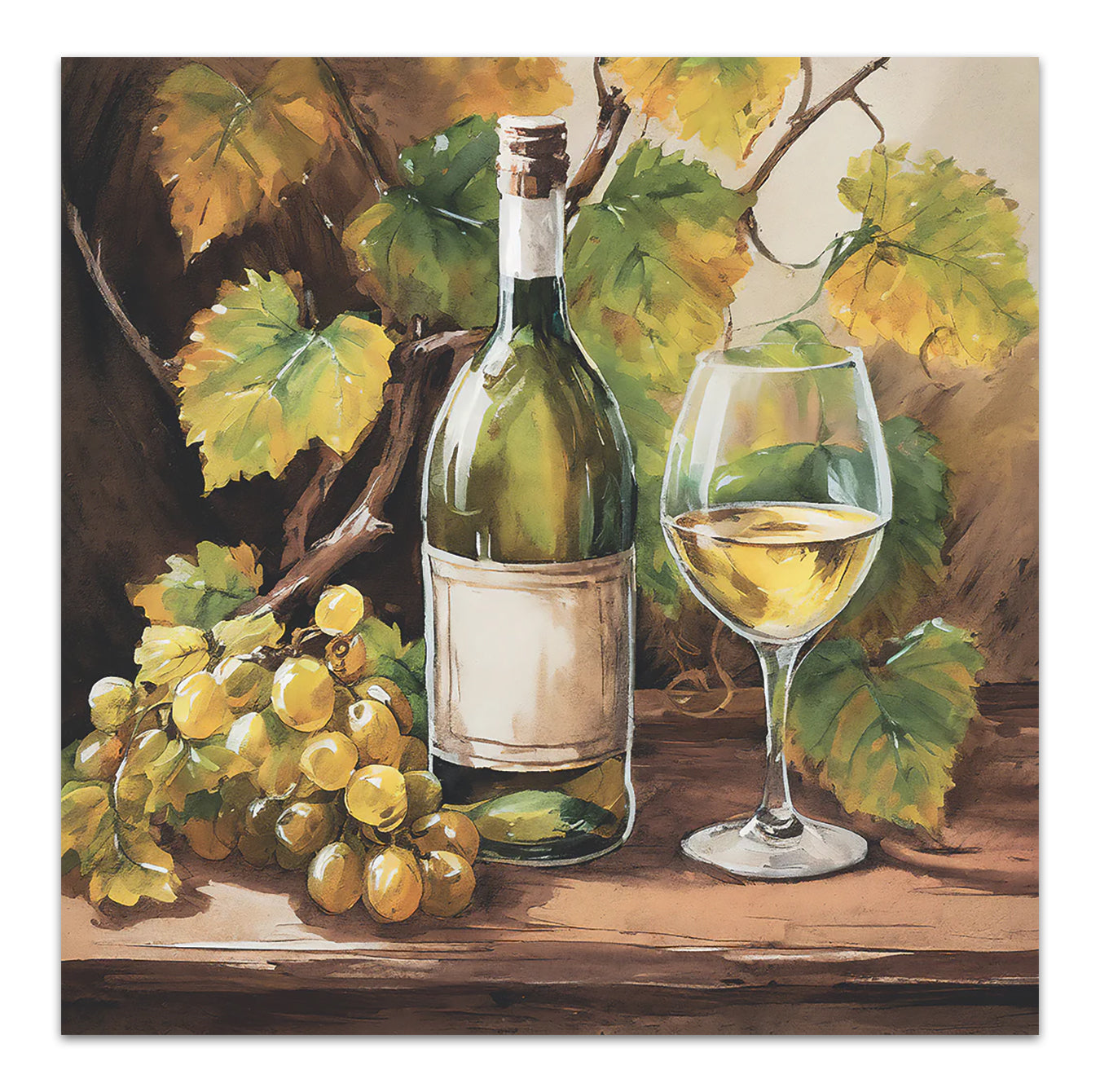 White Wine & Grapes Paper Luncheon Napkins