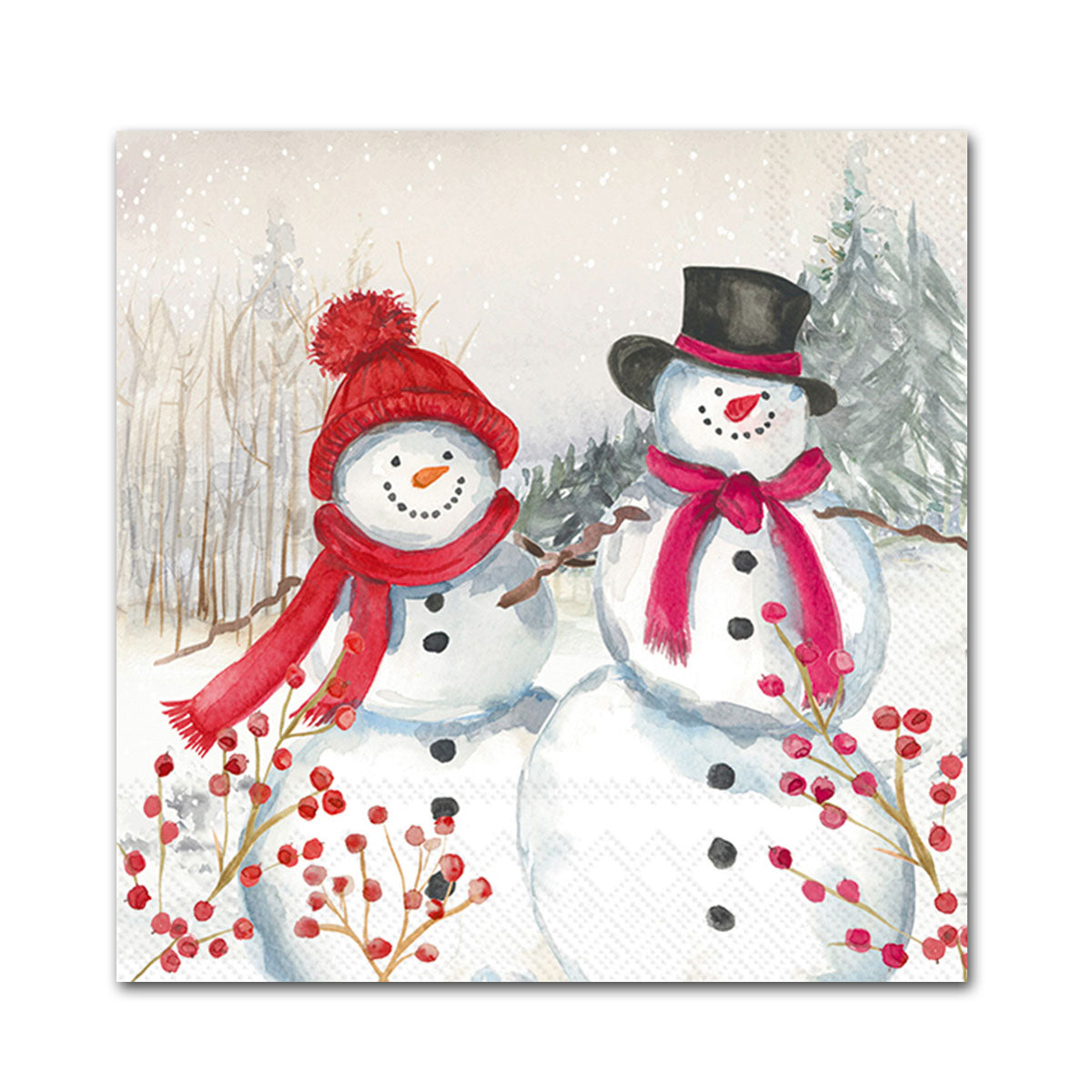 Holiday Snowmen Family Paper Beverage Napkins